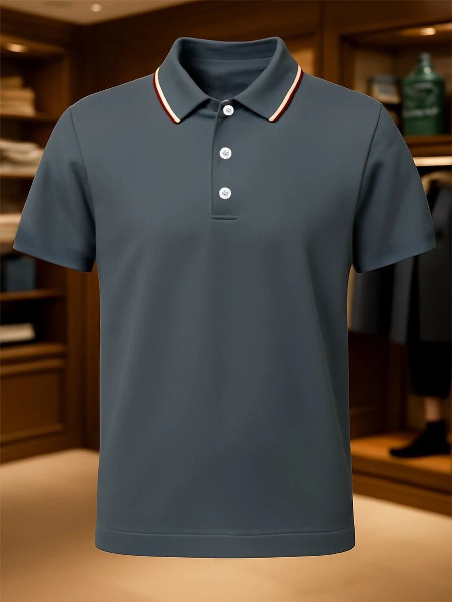 Men's Business Casual Button Short Sleeve Polo Shirt
