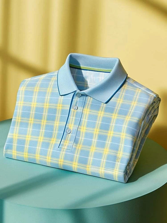 Men's Classic Business Logo Button Short Sleeve Polo Shirt