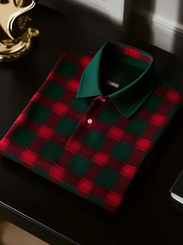 Men's Classic Business Logo Button Short Sleeve Polo Shirt
