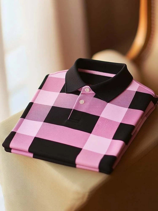Men's Classic Business Logo Button Short Sleeve Polo Shirt