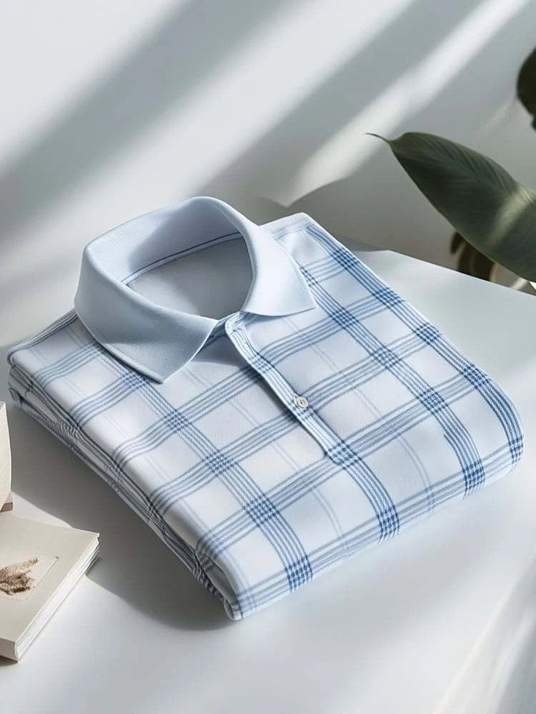 Men's Classic Business Logo Button Short Sleeve Polo Shirt