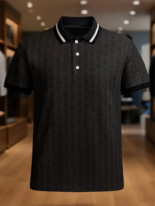 Men's Business Casual Button Short Sleeve Polo Shirt
