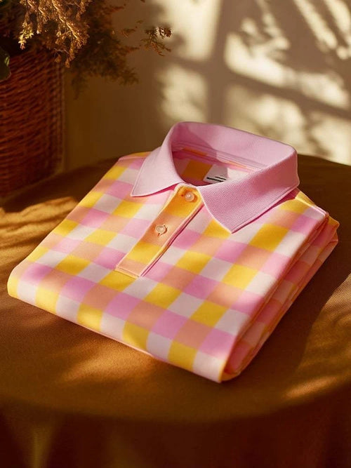 Men's Classic Business Logo Button Short Sleeve Polo Shirt