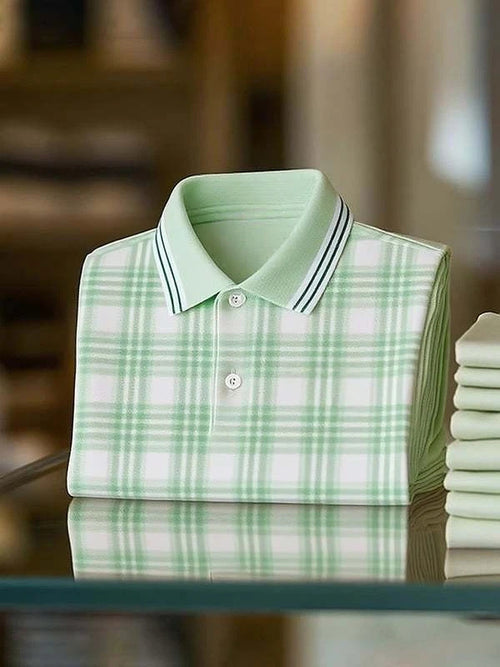 Men's Classic Business Logo Button Short Sleeve Polo Shirt