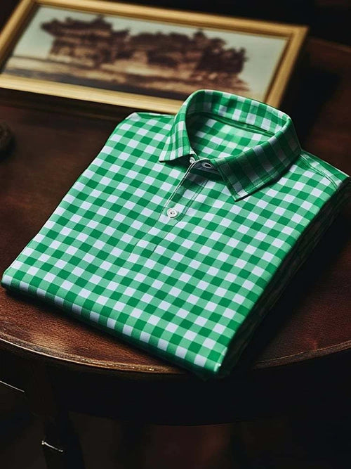 Men's Classic Business Logo Button Short Sleeve Polo Shirt