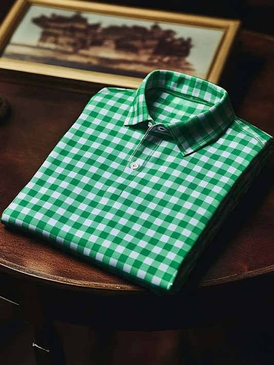 Men's Classic Business Logo Button Short Sleeve Polo Shirt