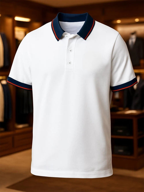Men's Business Casual Button Short Sleeve Polo Shirt