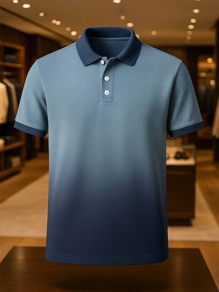 Men's Business Casual Button Short Sleeve Polo Shirt