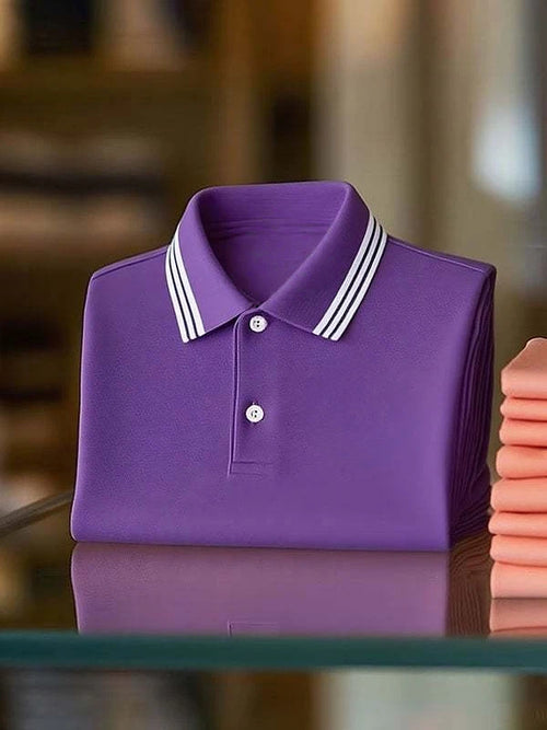 Men's Classic Business Logo Button Short Sleeve Polo Shirt