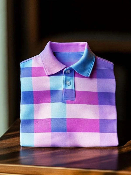 Men's Classic Business Logo Button Short Sleeve Polo Shirt