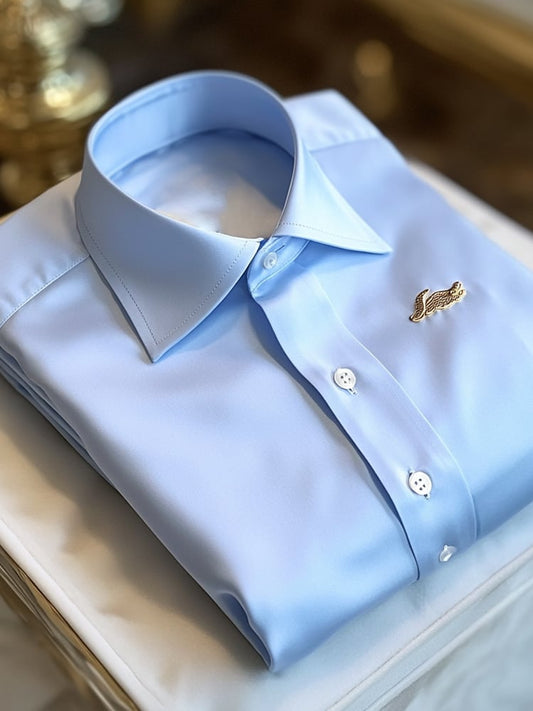 Men's Business Casual Embroidered Logo Lapel Short Sleeve Shirt