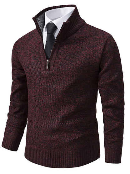 Men's Fashionable Velvet Warm Zipper Design Sweater