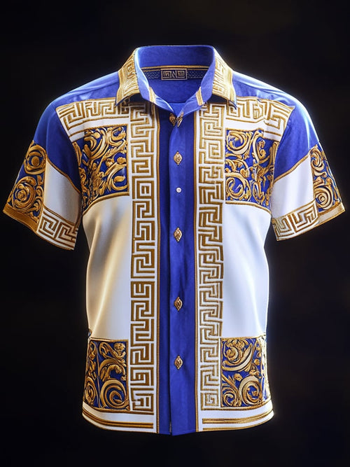 Men's Satin Luxe Print Short Sleeve Button Shirt