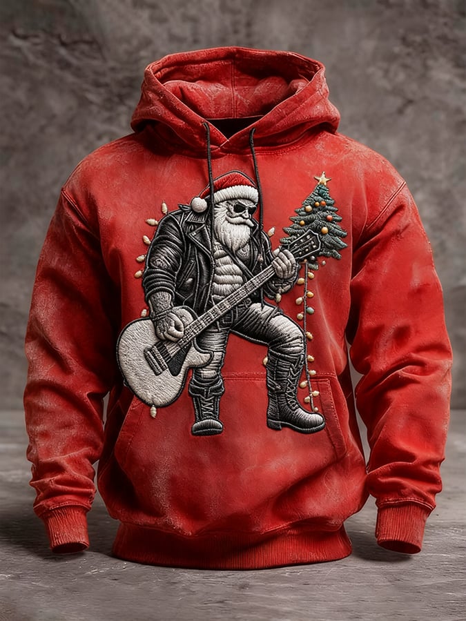 Men's Cool Santa  Print Long Sleeve Hooded Sweatshirt