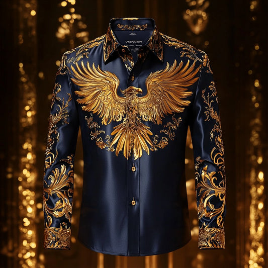 Men's Luxury Long-sleeved Shirt with Beast Print