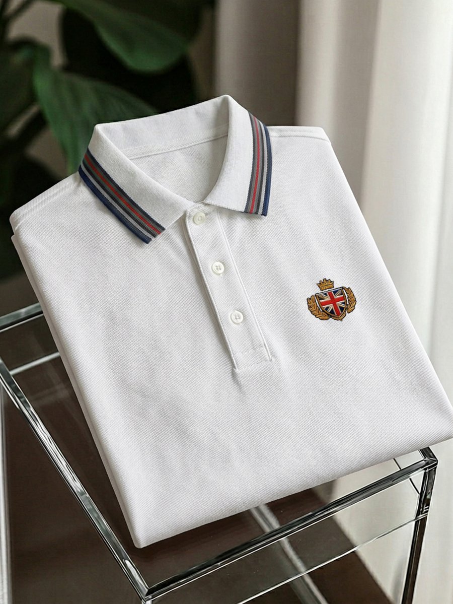 Men's Business Stroped Short-Sleeve Polo Shirt