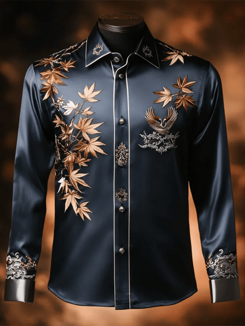 Men's Satin Luxe Long Sleeve Button Down Shirt