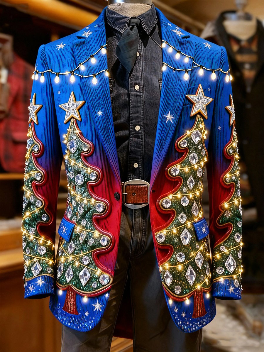 Men's Corduroy Christmas Tree Collar Suit Jacket