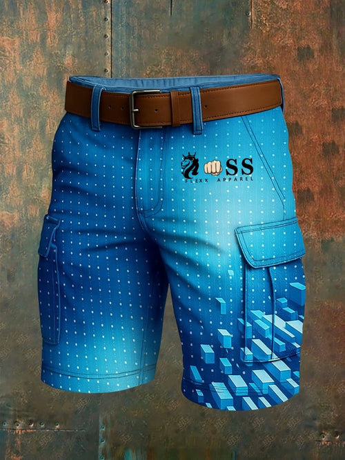 Men's Retro Letter Print Multi-Pocket Design Cargo Shorts