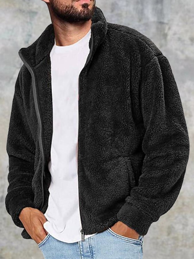 Men's Fleece Thickened Zipper Cardigan Thermal Casual Jacket