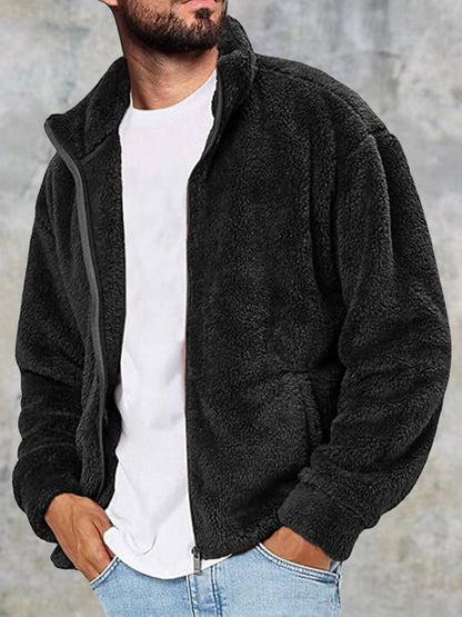 Men's Fleece Thickened Zipper Cardigan Thermal Casual Jacket