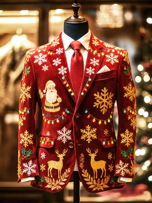 Men's Vintage Casual Christmas Party Corduroy Blazer