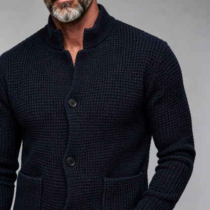 Men's Slim-Fit Stand-Collar Knit Cardigan