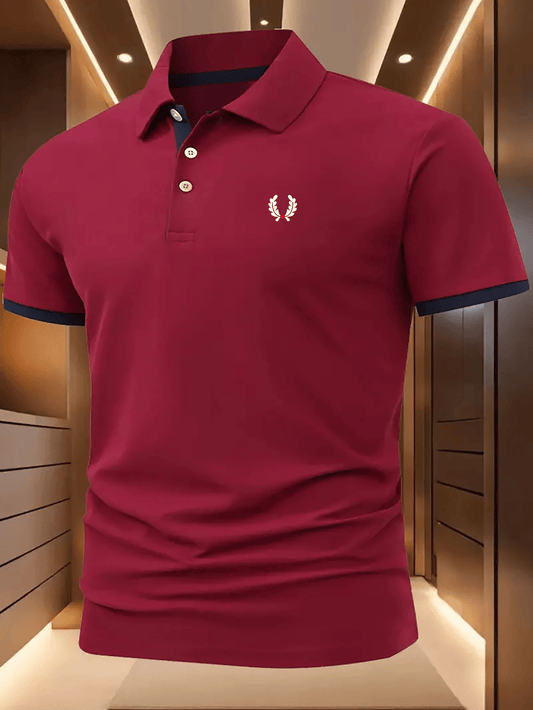 Men's Business Logo Button-Down Short Sleeve Polo Shirt