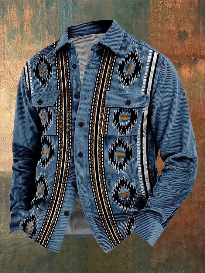 Men's Vintage Western Corduroy Shirt