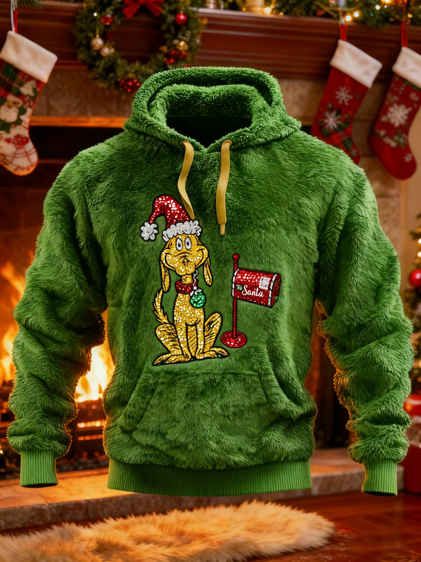Men's Casual Print Plush Hoodie