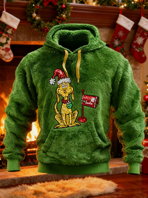 Men's Casual Print Plush Hoodie
