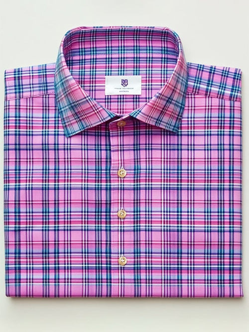 Men's Business Plaid Short Sleeve Shirt
