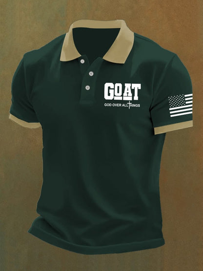 Men'S God Over All Things Print Casual Polo Shirt