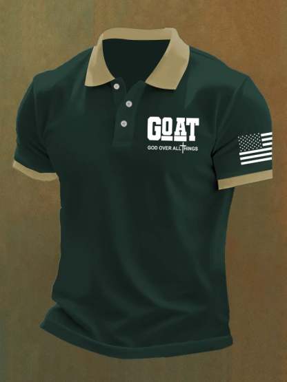 Men'S God Over All Things Print Casual Polo Shirt