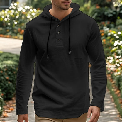 Men's Shirt Beach Wear Hooded Shirt Solid / Plain Color Street Going out Black White Khaki Gray Long-Sleeve Hooded Summer Clothing Apparel Adjustable Drawstring Hood