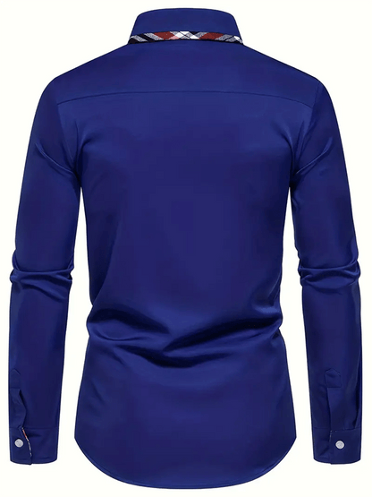 Men's Business Casual Printed Long Sleeve Shirt