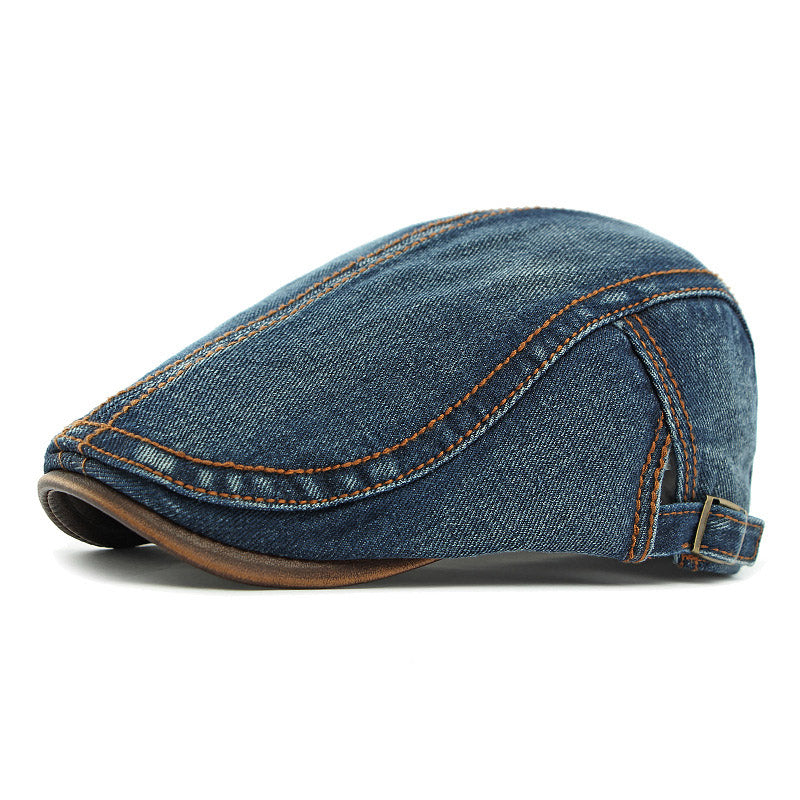 Men's Retro Denim Washed Adjustable Beret