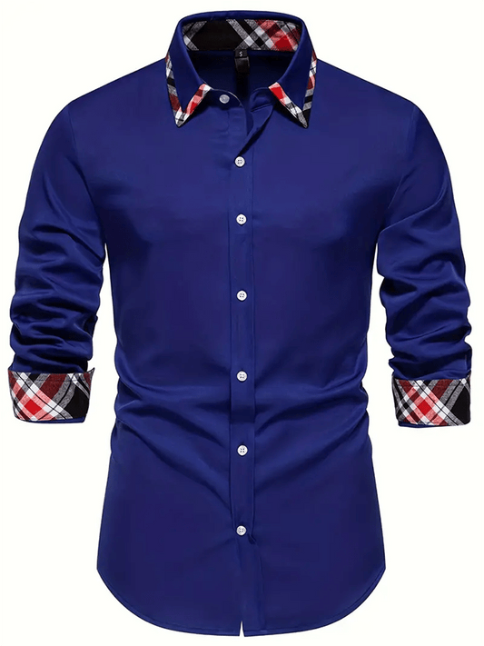 Men's Business Casual Printed Long Sleeve Shirt