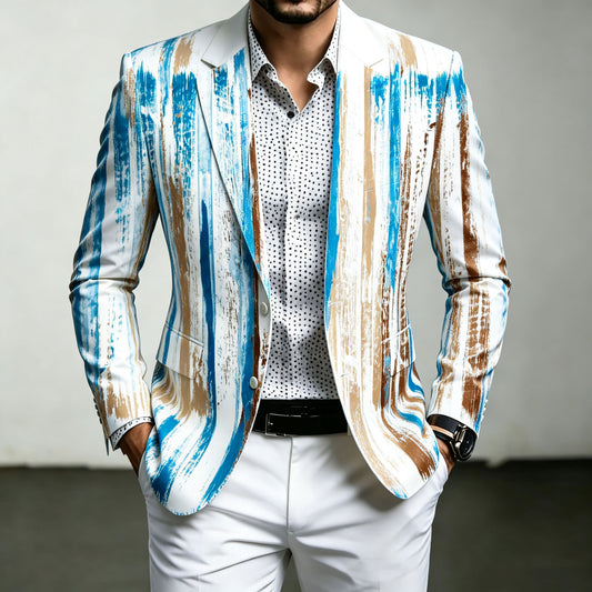 Men's Brush-Finish Vertical-Striped Blazer