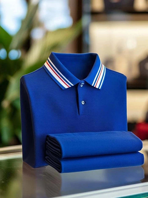 Men's Classic Business Logo Button Short Sleeve Polo Shirt