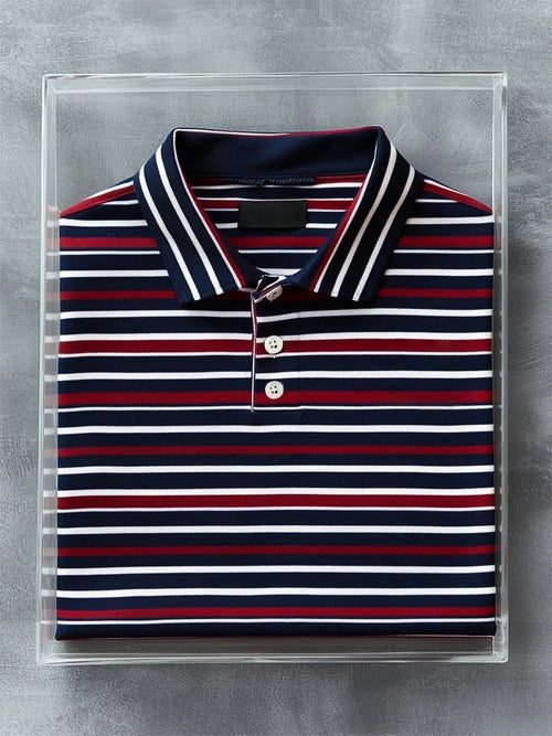Men's Business Casual Geometric Button Short Sleeve Polo Shirt