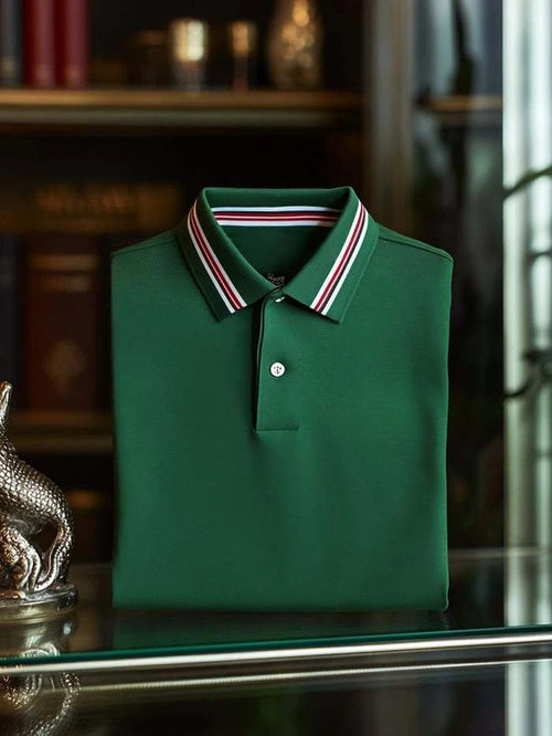 Men's Classic Business Logo Button Short Sleeve Polo Shirt