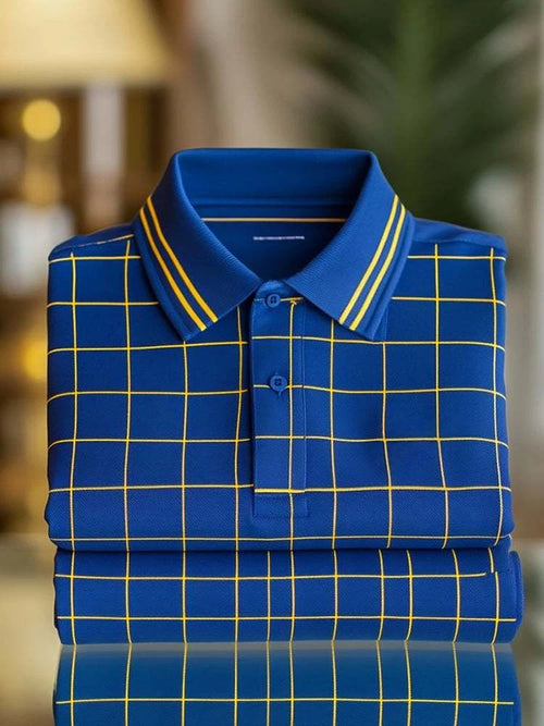 Men's Classic Business Logo Button Short Sleeve Polo Shirt
