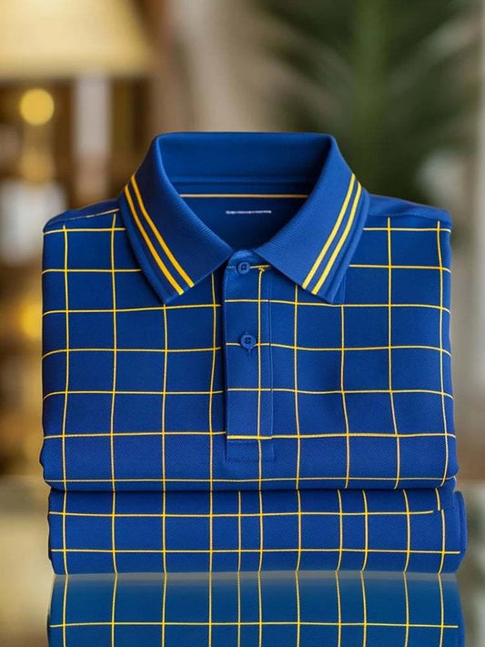 Men's Classic Business Logo Button Short Sleeve Polo Shirt