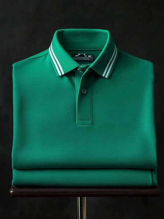 Men's Classic Business Logo Button Short Sleeve Polo Shirt
