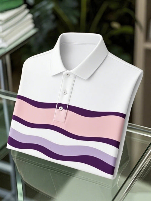 Men's Business Casual Art Button Short Sleeve Polo Shirt