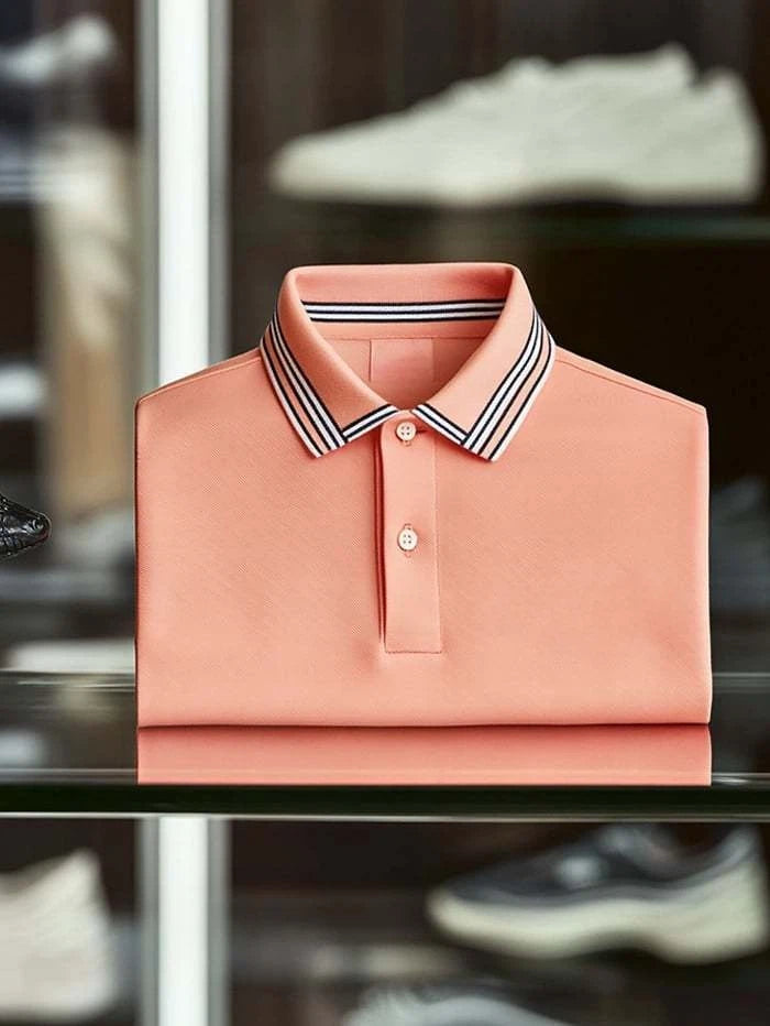 Men's Classic Business Logo Button Short Sleeve Polo Shirt