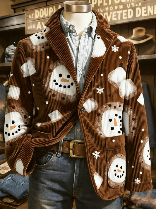 Men's Vintage Christmas Print Casual Jacket