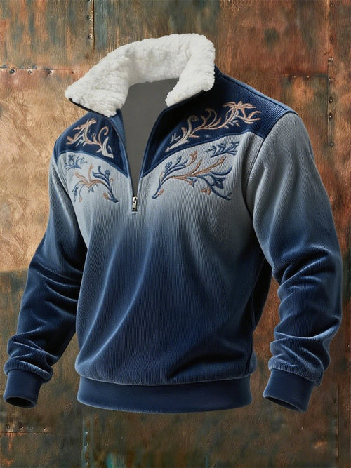 Men's Vintage Western Quarter Button Sweatshirt