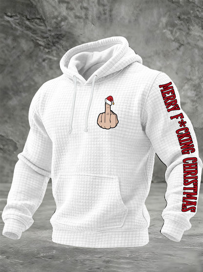 Men's Retro Merry F*cking Christmas Printed Hoodie